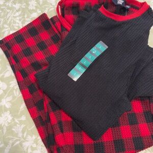 NWT LANDS END Buffalo Plaid 2pc PAJAMA SET Men’s L Soft Machine Wash Christmas